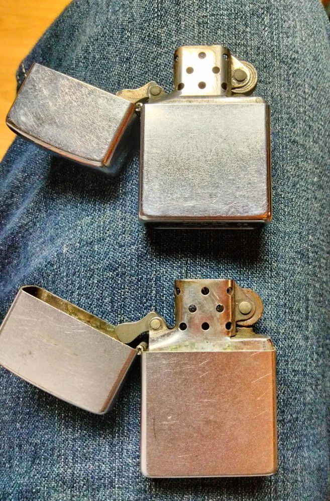 Two Vintage Zippo Lighters No Engraving 
