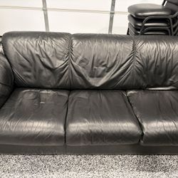 Reduced Price - 3 Cushion Black Sofa