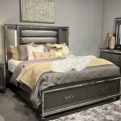 Bedroom Set Queen or King Bed Dresser Nightstand Mirror Chest Options 