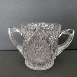 Vintage Clear EAP Smooth Rim Two Handle Open Sugar Bowl