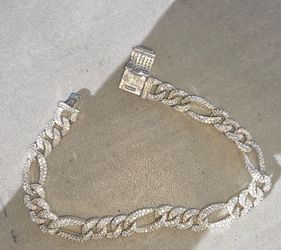 7.5 iced out solid 925 sterling sliver bracelet