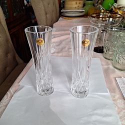 RCR Royal Crystal Rock 7 1/2 Inch Vase Set Of 2 