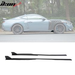 Fits 2024-2026 Ford Mustang Side Skirts GT500 Style Rocker Panel Matte Black Splitter