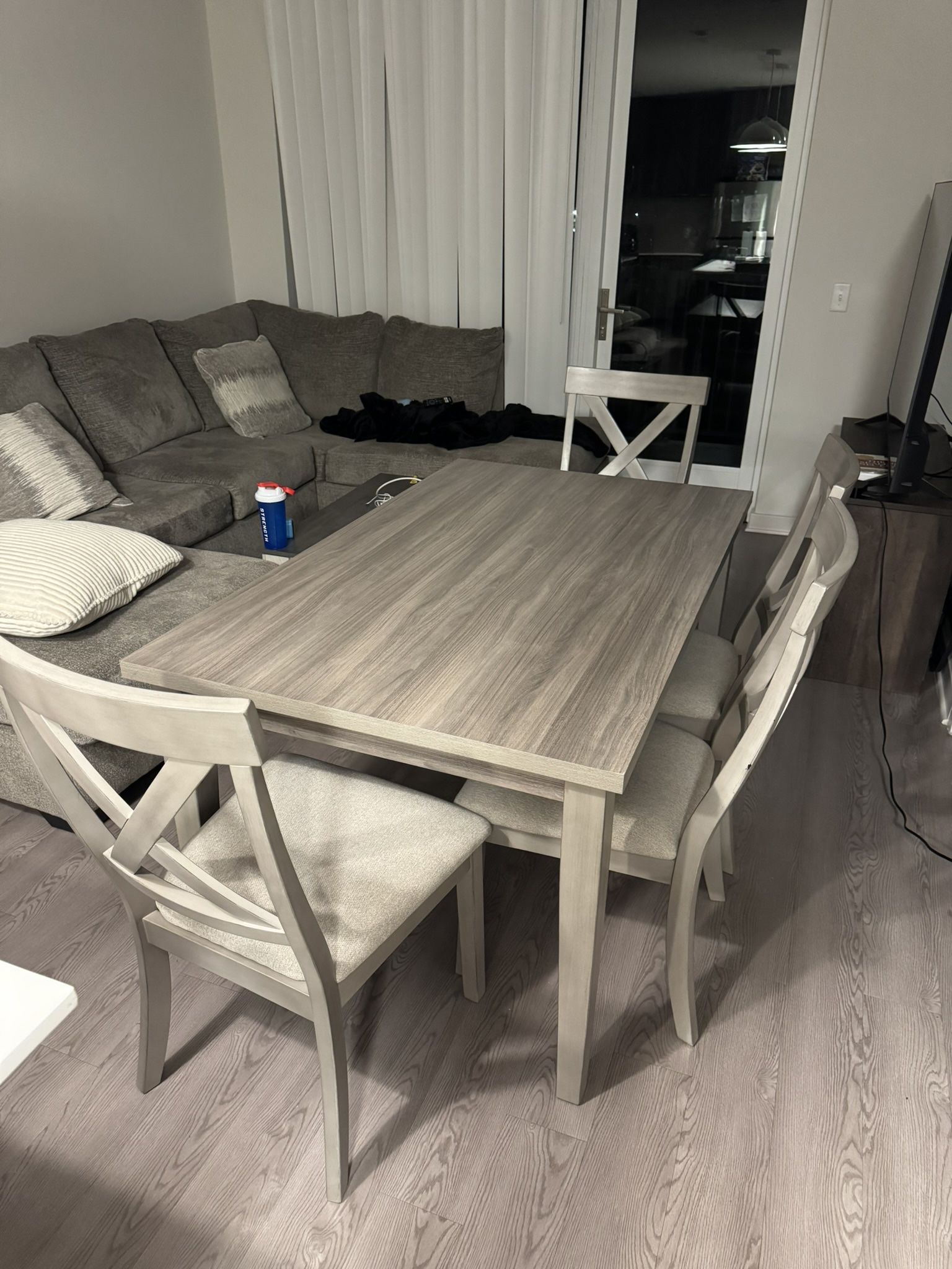 Grey Wood Dining Table and 4 Chairs