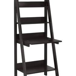 Monarch Specialties Tryy Ladder Desk - Bookcase - Wall Bookshelf - Stand Shelf, 61"H, Cappuccino