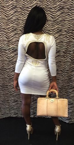 Woman's White Beaded Dress