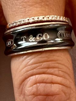 Ring wide band . Midnight Titanium Tiffany and Co. approx size 8