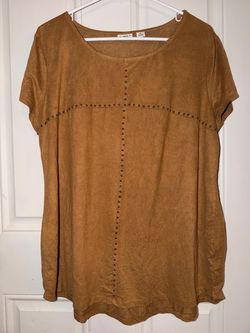 Cato Faux Suede Studded Top