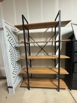 Industrial 5-Tier Bookshelf with Metal Frame