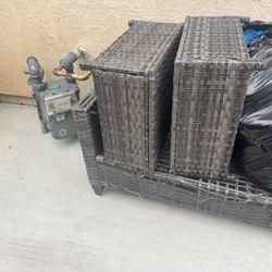 Wicker Couch, 2 Wicker Short Chairs  