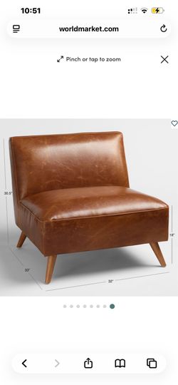NEW IN BOX Huxley Cognac Mid-Century Armless Leather Chair