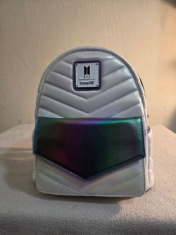 Loungefly- BTS irodescent mother of pearl finish Mini Backpack (Never been used)