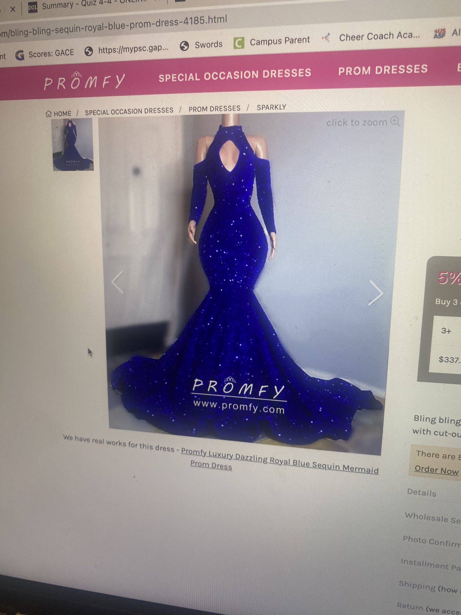 Blue sequin prom dress 