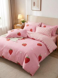 Pink Strawberry Duvet Sets All Sizes Cotton