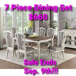7 Piece Dining Set Farmhouse Distressed On Sale For $660 Sale Ends Sep. 9th Order Now!!!