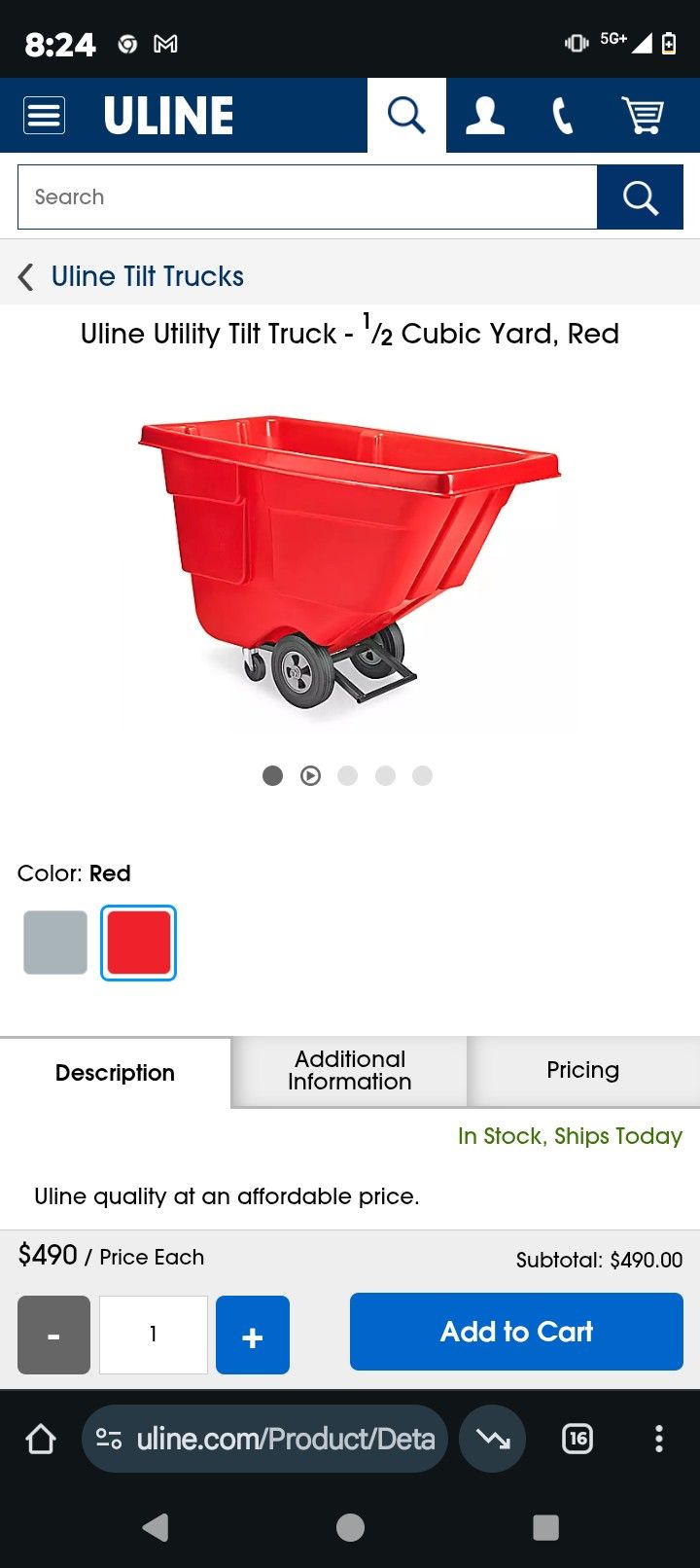 Uline  Utility Cart Tilt Truck