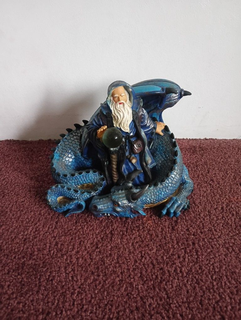 Wizard with Dragon and Staff Collectible Figurine Statue