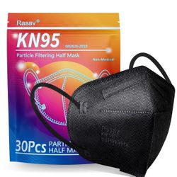 Rasav KN95 Face Masks, 30 Pack Comfortable 5 Layer Cup Dust Safety Mask, Protection KN95 Masks With Elastic Ear Loops 