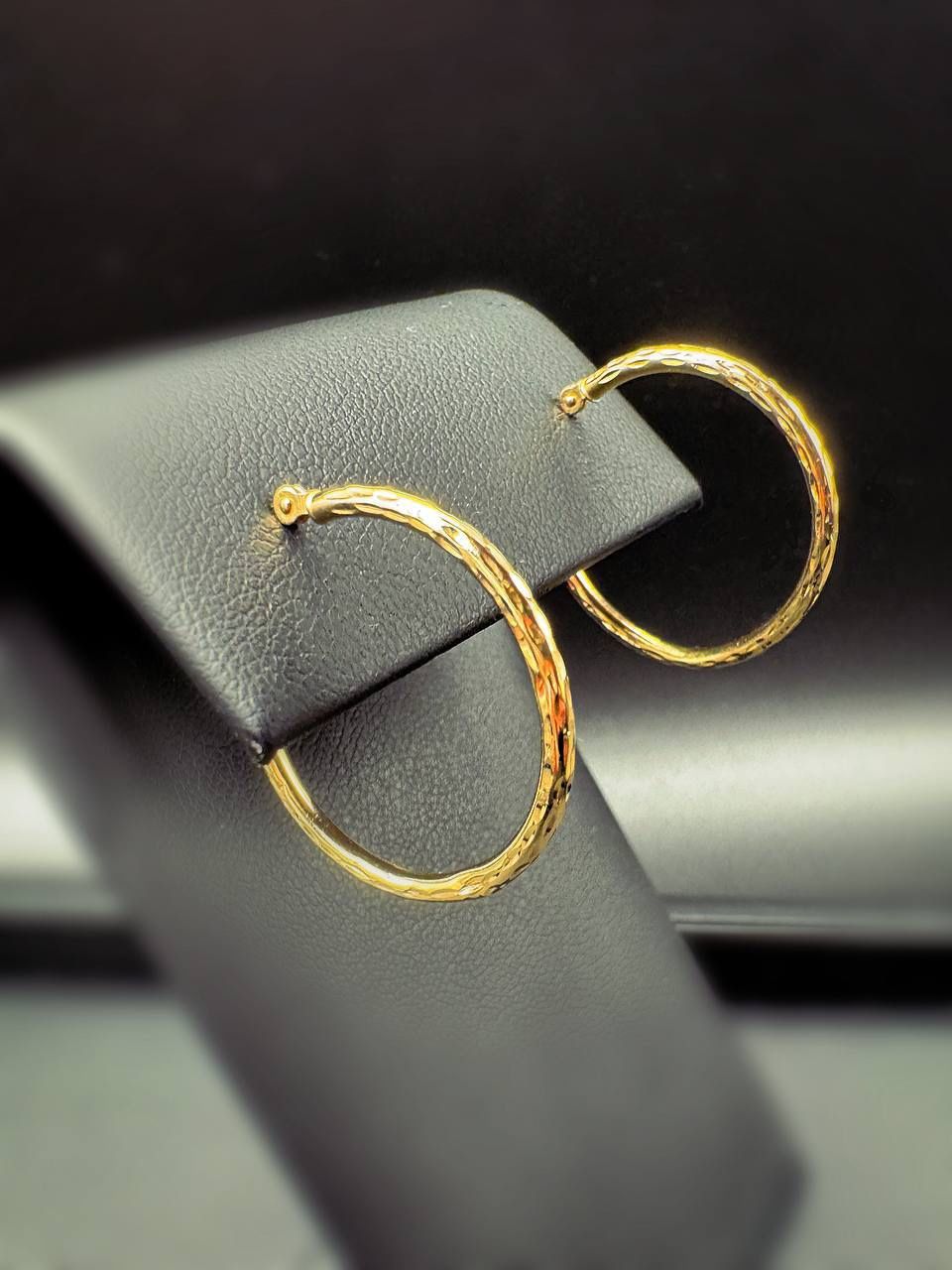 14k solid yellow gold hoop earrings 2” diameter