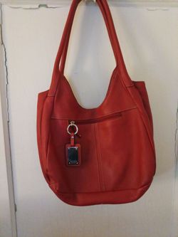 Tignanello red leather hobo bag