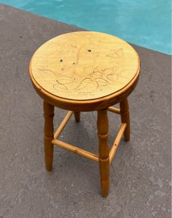 Like new handcrafted vintage wood bunny stool