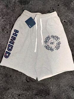 HMDD rhinestone Shorts Casual Athletic Drawstring Gray
