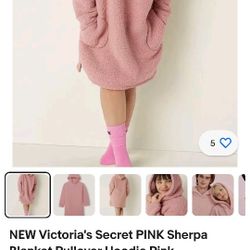 PINK Sherpa Hoodie Dress. NEW XL