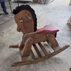 Vintage Oak Handmade Rocking Horse 