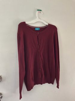 Red cardigan