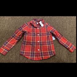 NEW W/Tags Size XS 4T Christmas Red Dress Shirt Boy Plaid Button Down Top