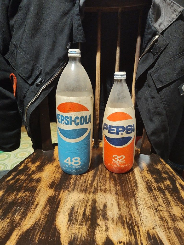 Vintage Pepsi-Cola Foam Sleeved 48oz. & a 32oz.Bottles