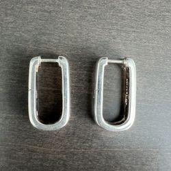 Mejuri Sterling Silver Rectangular Hoop Earrings 