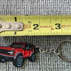 NEW - Metal Keychain For Ford Bronco - Red 