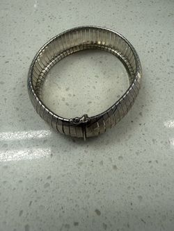 ITALY Vintage Sterling Silver Bracelet Womens Wide Flexible Cubetto Chain