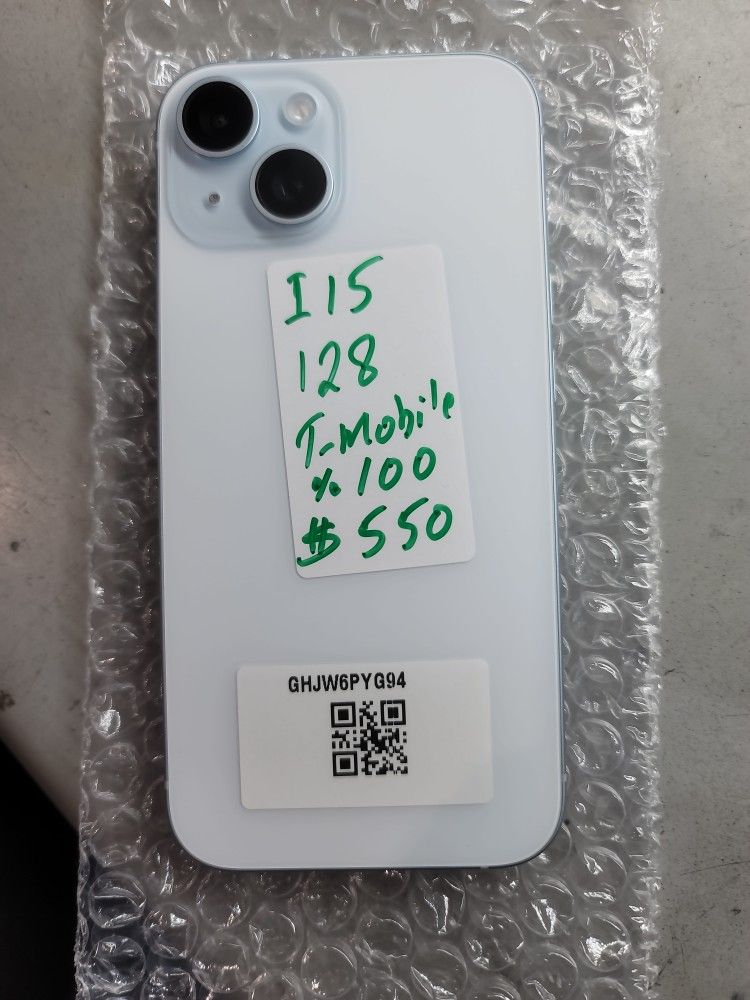 Iphone 15 128gb, Tmobile Only , Battery Health %100 