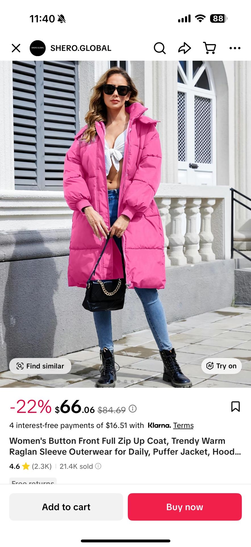 $66 retail Viral pink puffer SZ SMALL