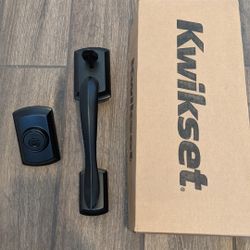 🗝️🔑Kwikset Prague Matte Black Single Cylinder Entry Door Handle set*