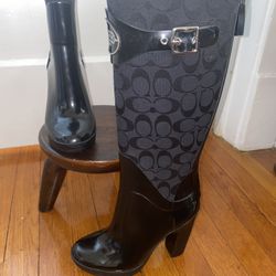 Vintage Coach Brenda Heeled Rain Boots size 6