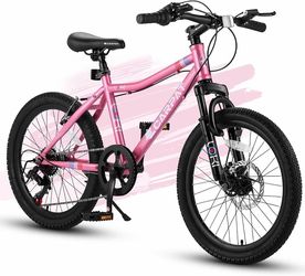 2450 $140 Ecarpat 20 Inch Kids' Bike Ages 6-12, 7-Speed Mountain Bike Gifts Bicycles for Boys Girls, Outdoor Cycling City Snow Bike Pink Blue Green W