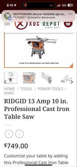 Rigid Table Saw 