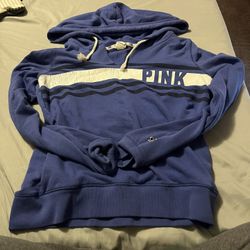 PINK Blue w/ White Hoodie 