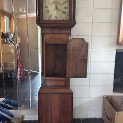 Antique Grandfather Clock – Hand Wound w/ Moon Phase – Solid Wood – Key Included