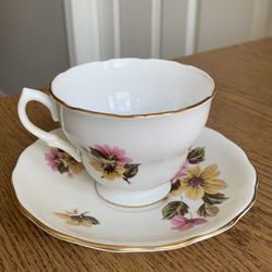 Vtg Royal Vale England by Ridgway Potteries  Bone China Tea Cup and Saucer #8218