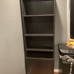 BLACK/BROWN WOOD SHELVING CABINET