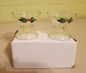 2 vintage avon Christmas candle holders