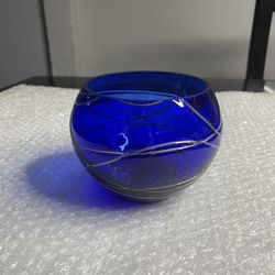 Partylite Cobalt Blue with Silver  Votive Tealight  Holder