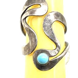 Sterling Taxco Modernist Turquoise Ring