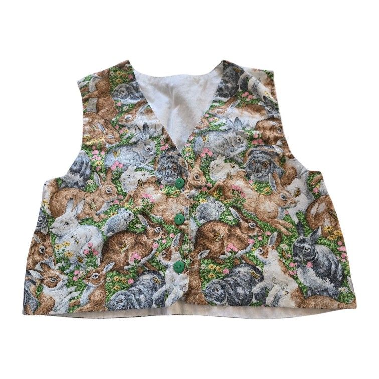 Vintage Rabbit Vest Easter Top Child SZ 6 Handmade Holiday Sleeveless Bunny