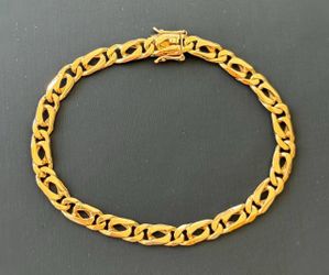Jewelry 18k yellow gold fancy Asian link bracelet 6.50" 4.70mm width