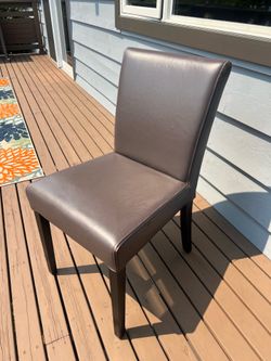 Grey leather dining chairs
